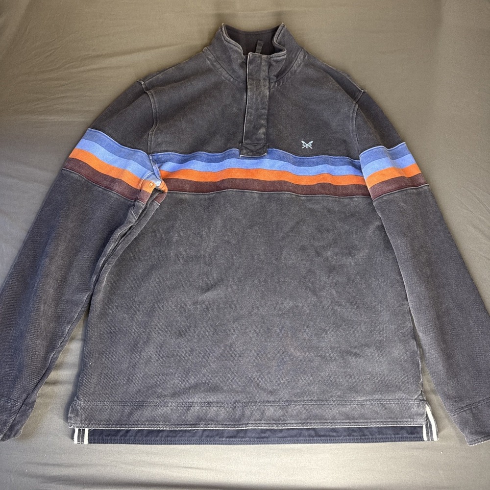Crew Clothing Company men's M navy cotton Tripe 1/4 zip top, Thick Heavy Nice!
